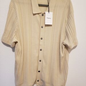 Theory Cream Textured Button-Up Shirt